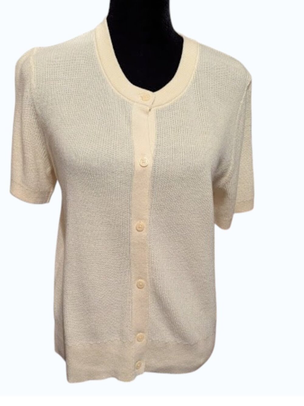 Calvin Klein Womens Palest Yellow Short Sleeve Cotton Cardigan Size L New w/Tags